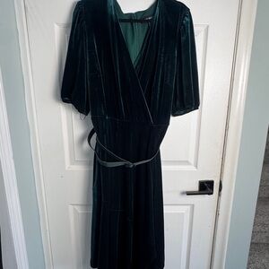 Lane Bryant Velvet Midi Dress in Deep Green